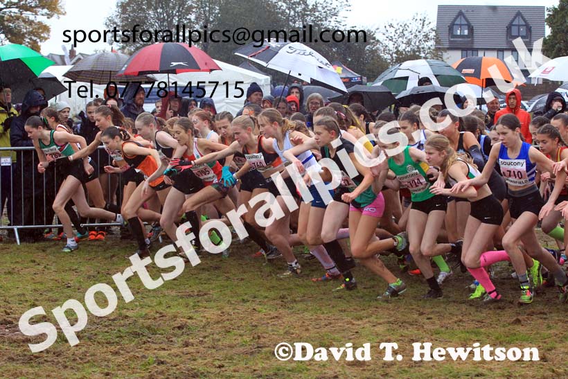 Girls Under-15s 2023 National Cross Country Relays, Berry Hill Park, Mansfield.  Photo: David T. Hewitson/Sports for All Pics